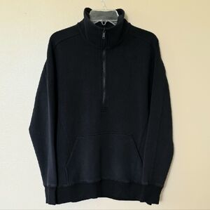SPANX Womens Black Half Zip Mock Neck Pullover Sweatshirt - Size Medium